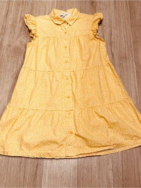 True Craft Yellow Floral Button-Front Dress Feminine Romantic Date Night Cotton
